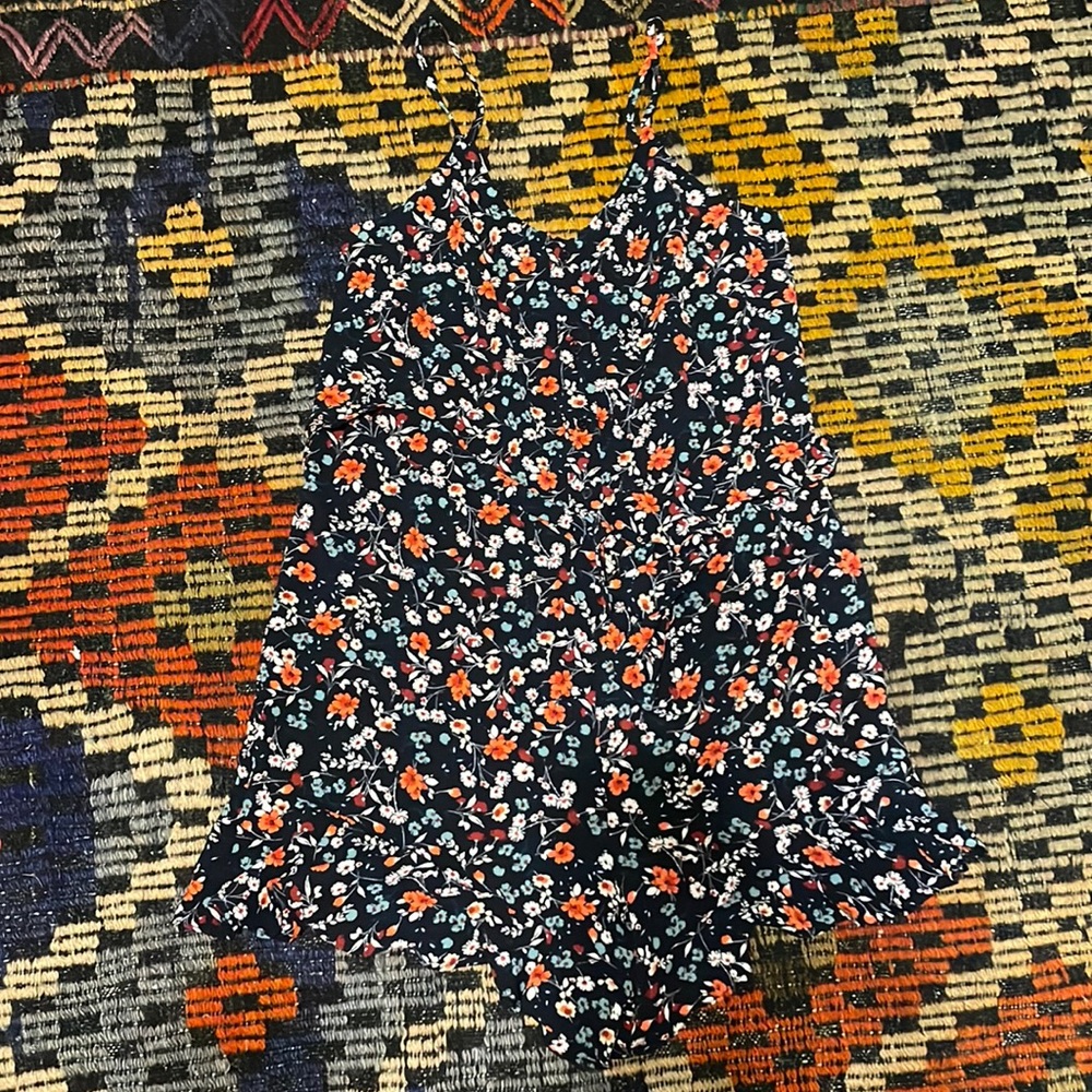 Navy blue floral romper